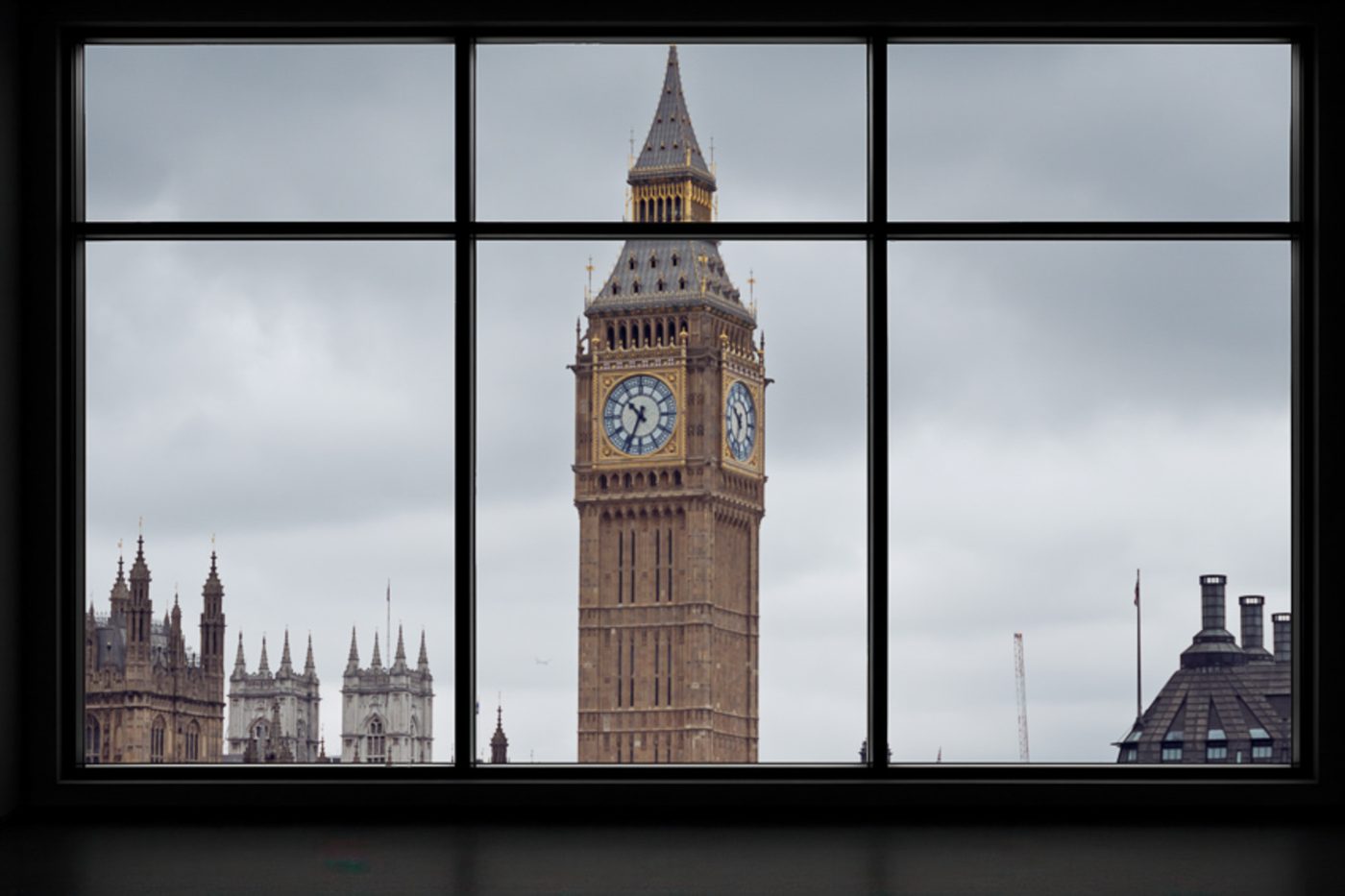 Big Ben through window frame