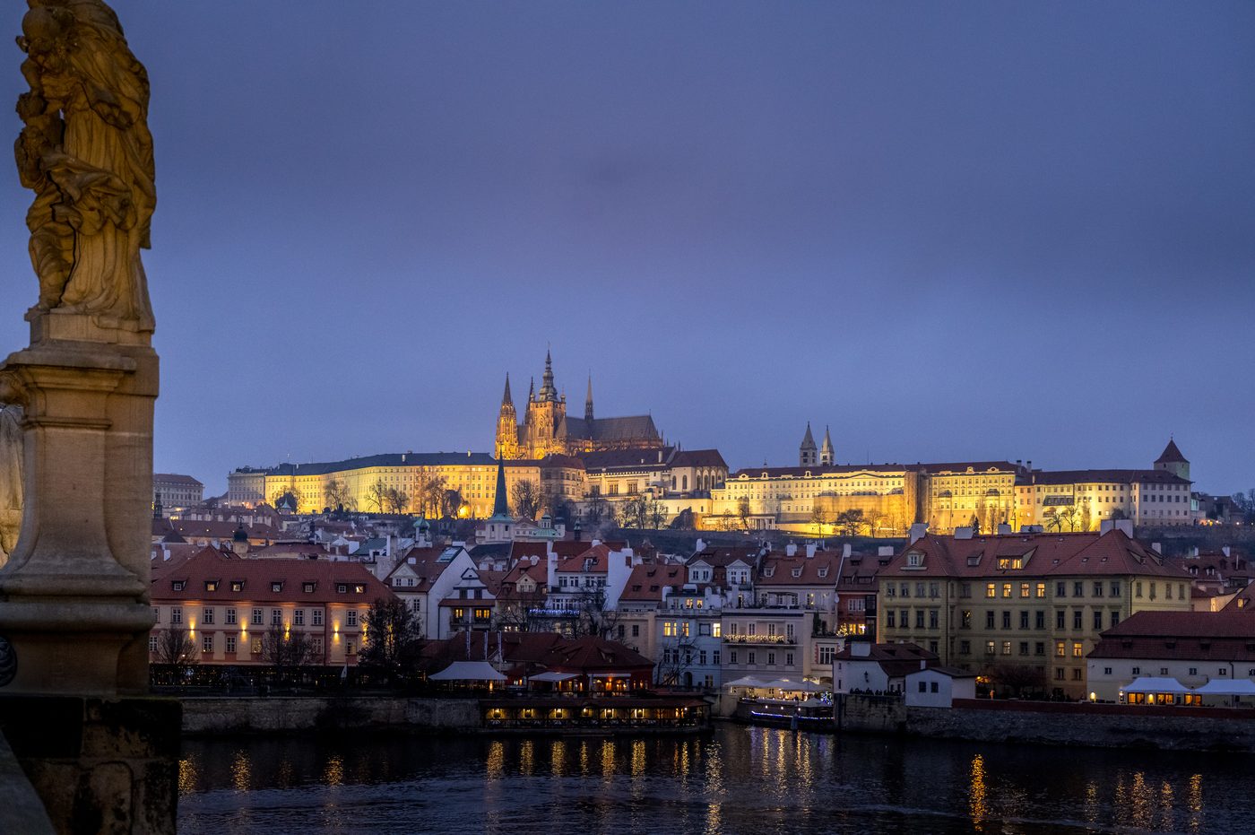 Prague cityscape at night