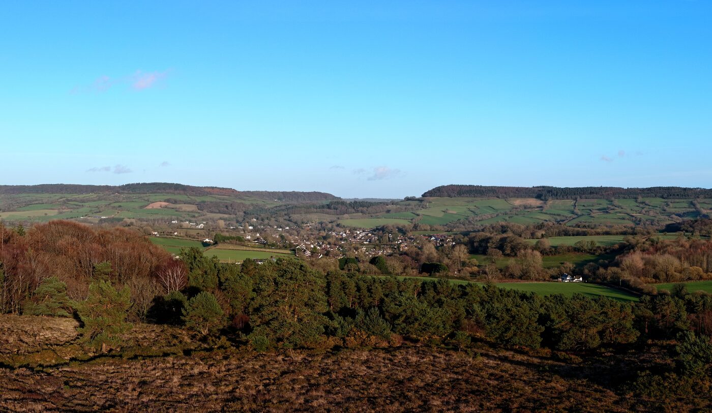 Rolling hills panorama from drone